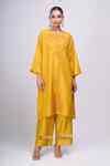 Buy Yellow Embroidery Round Neck Thread Kurta And Pant Set For Women by ...