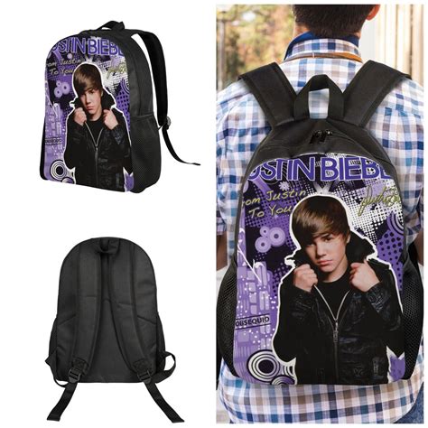 Justin Bieber Large Capacity Backpack Zipper Storage Backpack School ...