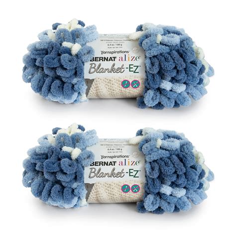 Bernat Alize Blanket Denim Blues Yarn - 2 Pack of 180g/6.4oz ...