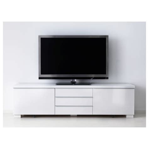 BESTÅ BURS TV bench, high-gloss white, 180x41x49 cm (707/8x161/8x191/4 ...