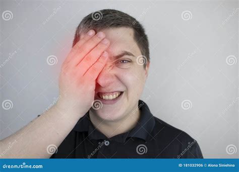 Man Suffers from Pain in the Eye. Patient with Ophthalmic Disease, Uveitis, Optic Neuritis ...