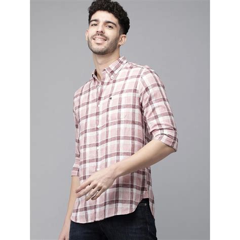 Buy The Bear House Men's Pink Checked Slim Fit Casual Shirt Online