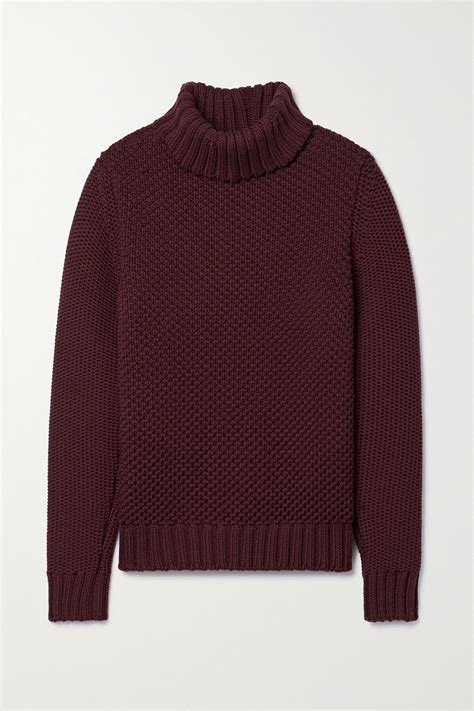 Buy Veronica De Piante Alba Merino Wool Turtleneck Sweater - Burgundy ...