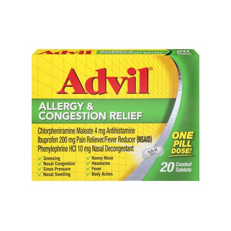 Amazon.com: Advil Allergy and Congestion Relief Tablets, Pain Reliever, Fever Reducer and ...