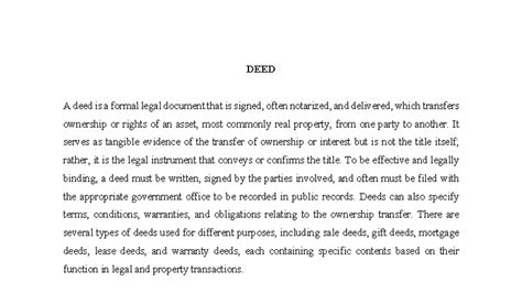 Legal Deeds Overview: Types, Components & Examples - Studocu