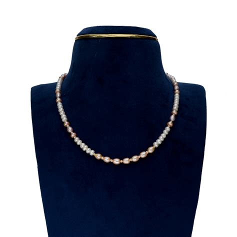 White and Peach Coloured Pearl Necklace – mangatraipearls