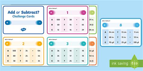 Addition and Subtraction Maths Challenge Cards - Twinkl