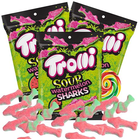 Buy Trolli Sour Watermelon Sharks Gummy Candy, Individually Bagged ...
