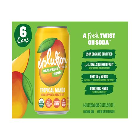 Evolution Fresh Organic Tropical Mango Real Fruit Soda, 6 pk./1 oz ...