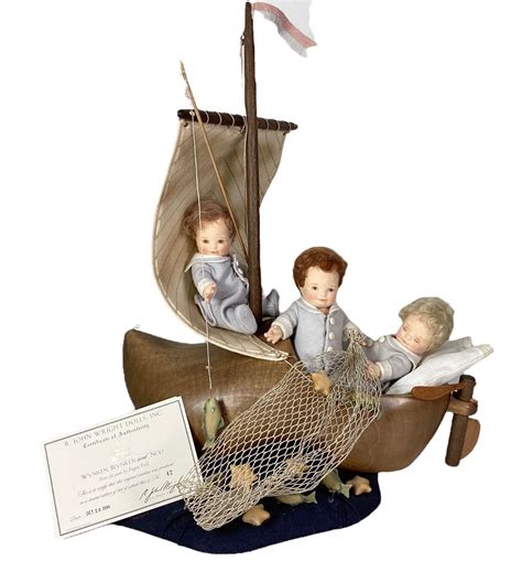 Lot - R. John Wright Dolls, "Wynken, Blynken and Nod" with boat, From ...