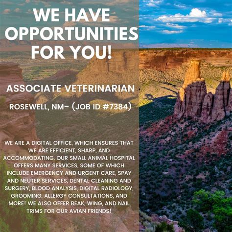 Exciting opportunity for an Associate Veterinarian in Roswell, NM (Job ...