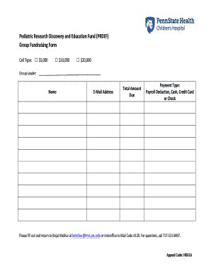 Fillable Online engage pennstatehershey (PRDEF) Group Fundraising Form ...