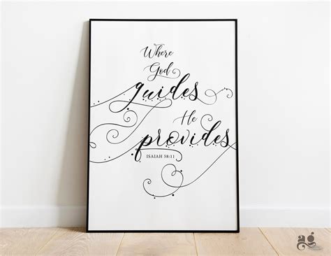 Buy Bible Verse Prints, Where God Guides He Provides Isaiah 58:11 ...