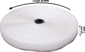 GPET Velcro White Tape Roll, 1 inch Width Hook Loop Sew-on Velcro Sew ...