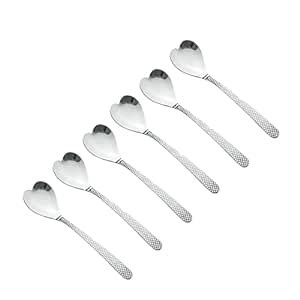 Buy Homeish 6 Pcs Stainless Steel Heart Shaped Spoon Set, Heart Spoons ...