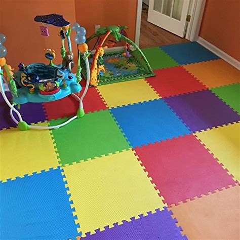 IncStores 1/2 Inch Thick Rainbow Playmat Foam Flooring Tiles | Vibrant ...