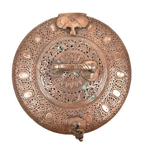 Handmade Beautiful Carved Design Copper Jewellery Keeping Round Box