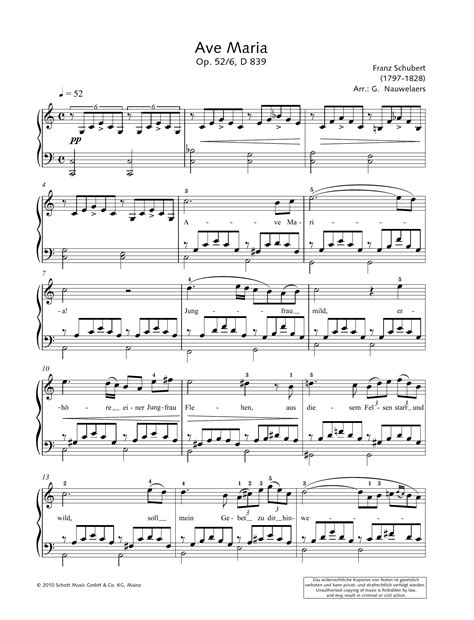 Ave Maria by Franz Schubert Sheet Music for Piano Solo at Sheet Music ...