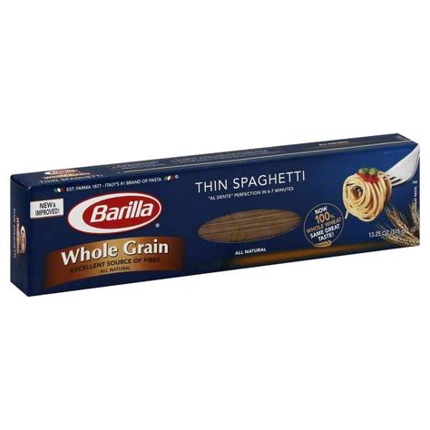 Barilla Thin Whole Grain Spaghetti Pasta, Box 13.25 oz - Walmart.com