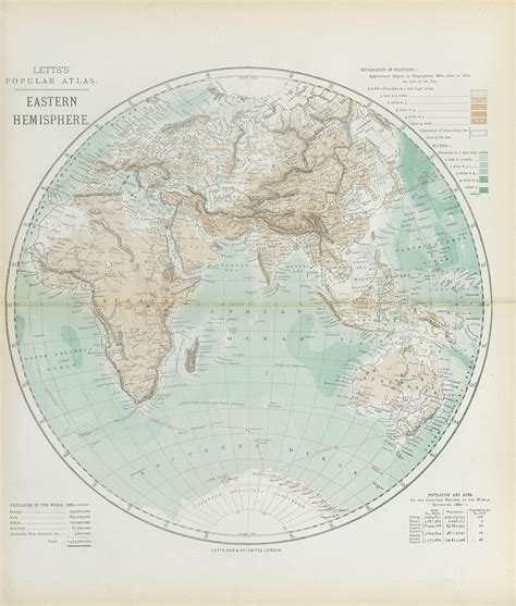 Eastern Hemisphere Map, Mcnally Antique World Eastern Hemisphere Map ...