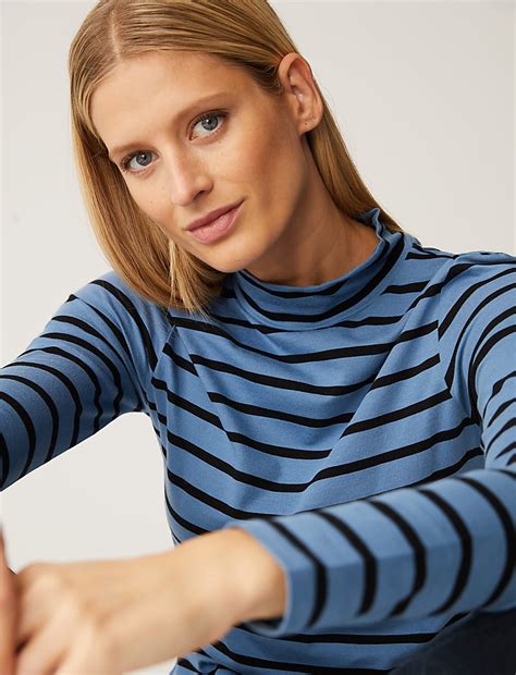 Buy Cotton Rich Striped Slim Fit Top at Marks & Spencer