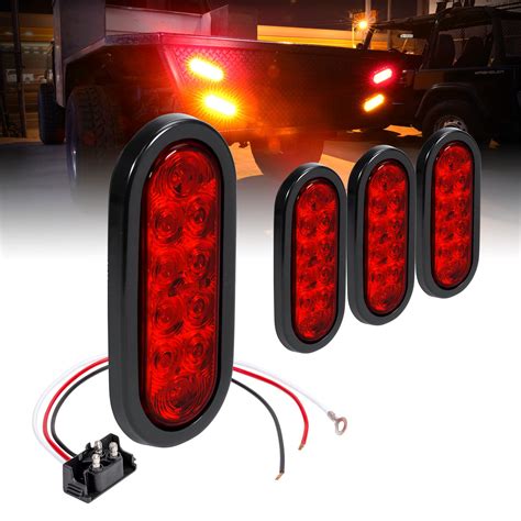 Buy TRUE MODS 4pc 6" Red Oval LED Trailer Tail Light Kit [DOT FMVSS 108 ...