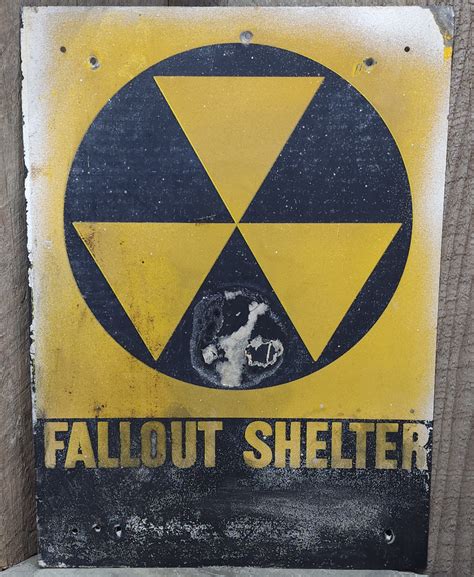 Authentic Vintage Cold War Era Nuclear Fallout Shelter Metal Warning ...