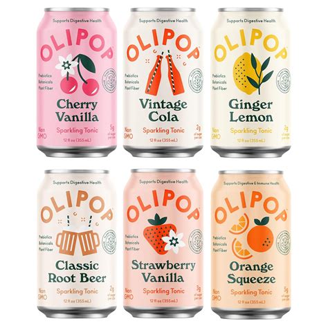 Amazon.com : OLIPOP - 6-Flavor Soda Variety Pack, Healthy Soda Sampler ...