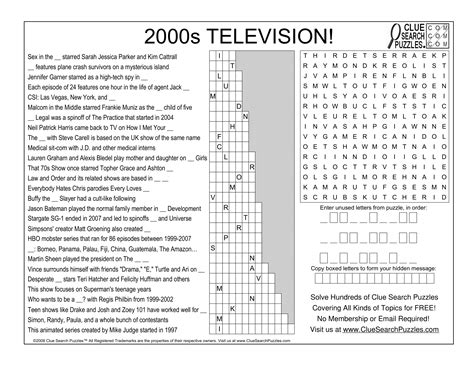 2000s TELEVISION TRIVIA QUIZ – Clue Search Puzzles