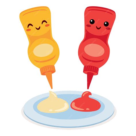 Premium Vector | Vector drawing of mayonnaise and ketchup