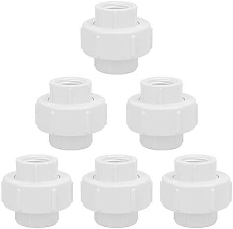 6Pcs 1/2Inch Female Threaded PVC Union Coupling Pipe Fitting (Female x ...