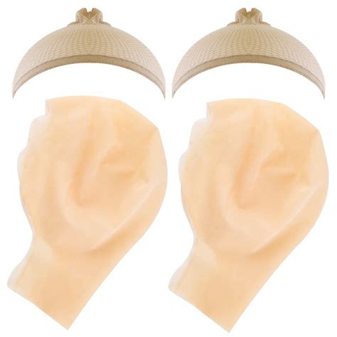 WXJ13 2 PCS Makeup Latex Bald Caps and 2 PCS Nylon Wig Caps for Adult ...