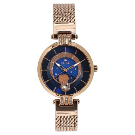 Buy Online Titan Quartz Analog Moonphase Blue Dial Stainless Steel ...