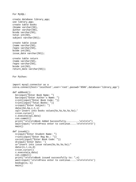 Image result for Class 12 Computer Science Project Python SQL