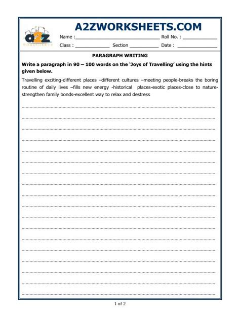 A2Zworksheets:Worksheet of Paragraph Writing-01-Writing-English