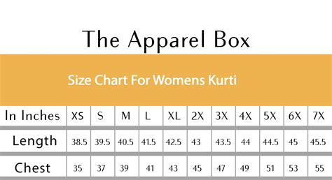 Women's Kurti Size Chart – The Apparel Box