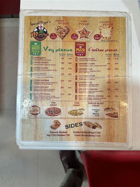 Menu at Munchy's, Pathankot