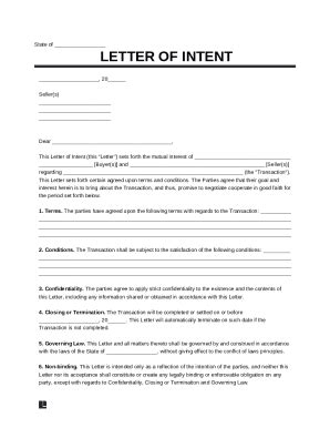 Free Letter of Intent Template & FAQs Doc Template | pdfFiller