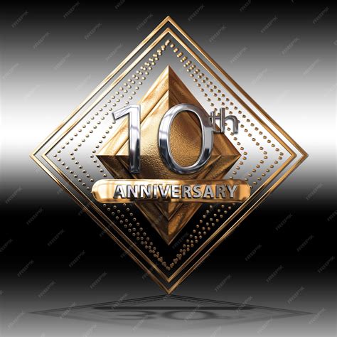 Premium PSD | 3d illustration 10 years anniversary golden symbol with ...