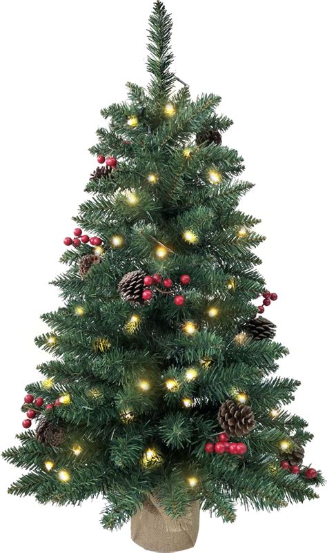 Amazon.com: 3ft Pre-lit Mini Christmas Tree,Artificial Pine 121 PVC ...