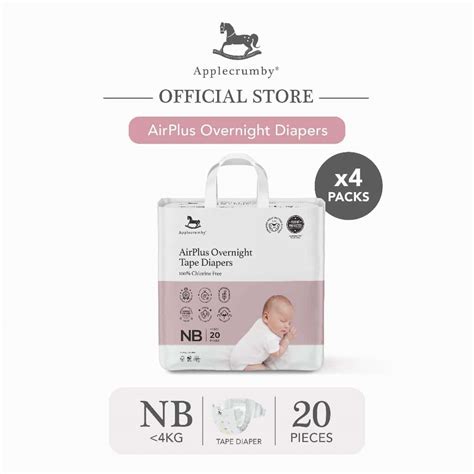 (Review) Applecrumby® AirPlus Overnight Tape Newborn Diapers (4 Pack)