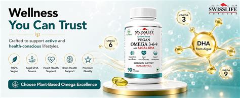 SwissLife Forever Plant Based Vegan Omega 3 6 9 with Algal DHA (90 Veg ...