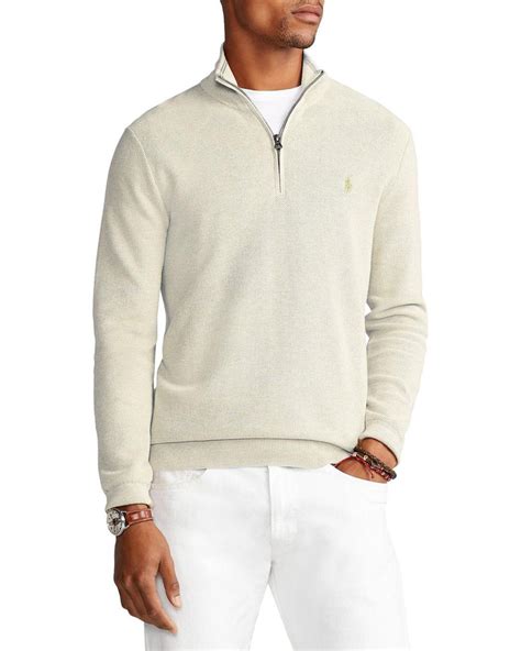 Polo Ralph Lauren Regular Fit Cotton Mesh Quarter Zip Pullover in ...
