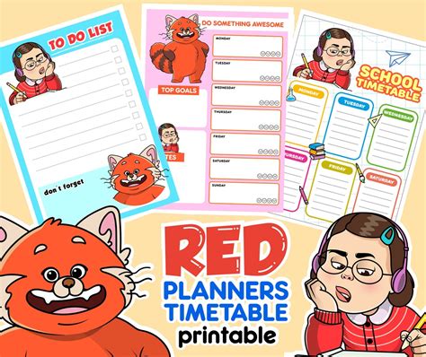 Buy Red Panda Planner Printable, Turning Red Planner, Turning Red ...