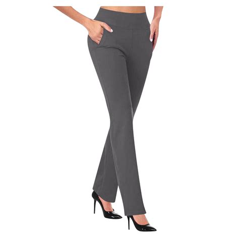 Owordtank Women's High Rise Flare Dress Pants, Stretchy Business Casual ...