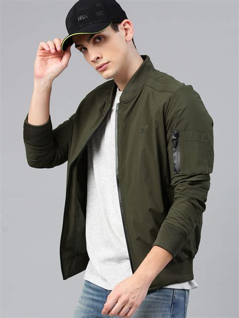 HRX by Hrithik Roshan Men Olive Green Solid Active Bomber Jacket ...