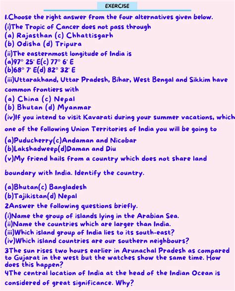Class 9, Chapter-1 (India:Size & Location) | PDF