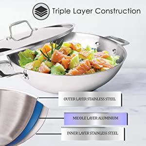 MILTON Pro cook TriPly Stainless Steel 26 cm Kadai with Lid, 3.6 litres ...