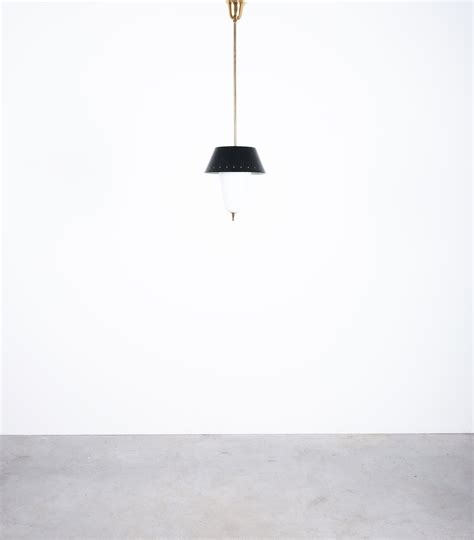 Stilnovo Black Pendant Lamp Opal Glass, circa 1950 – DERIVE