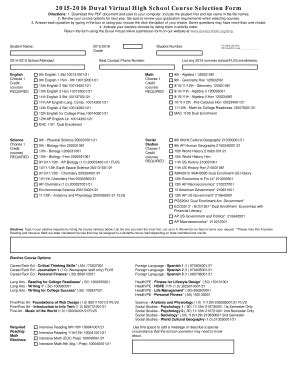 2015-2016 Duval Virtual High School Course Selection Form - Fill and ...